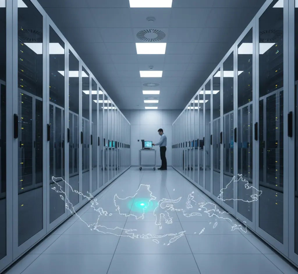 Modern server room showing advanced web hosting infrastructure